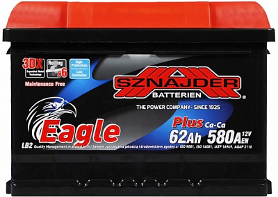 Аккумулятор автомобильный SZNAJDER Plus 6СТ- 62Aз 62Ah 580A 12V «+» справа