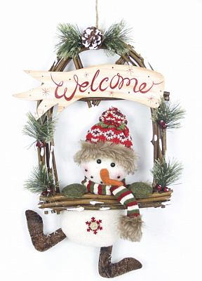 Декорация новогодняя снеговик в окошке 25х53 см (NC18-1111)