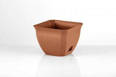 Горшок пластиковый NOLEKS с подставкой Луна 26х26 см квадратный 8,8 л мокко 