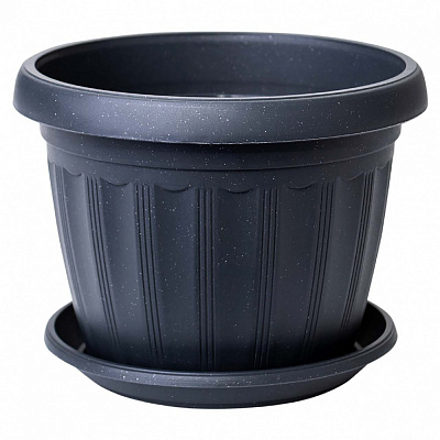 Вазон пластиковый Терра с подставкой 10х 8 см круглый гранит 0,35 л Алеана
