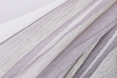 Ткань тюлевая сетка с полосками 295 см светло-серый 