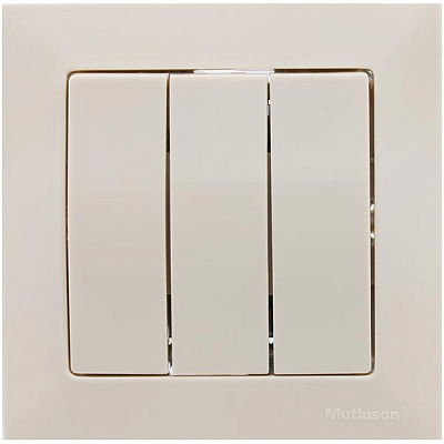 Вимикач потрійний Mutlusan Candela кремовий