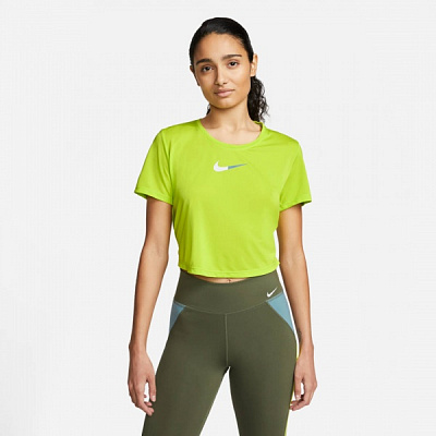 Футболка Nike W NK ONE DF CLRK STD SS CRP TP DM7363-321 р.XL желтый