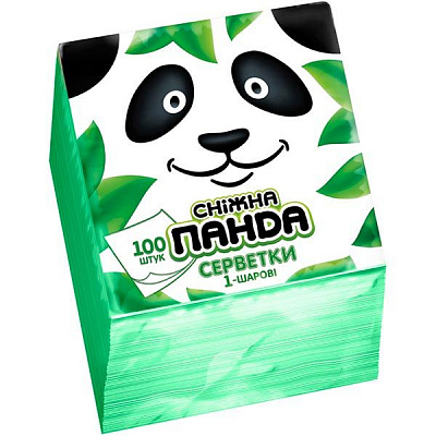 Серветки столові Сніжна Панда 24х24 см зелені 100 шт.