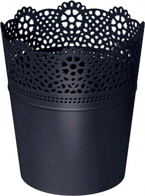 Кашпо пластиковое Prosperplast Lace круглый 0,6л антрацит (78975-433) 