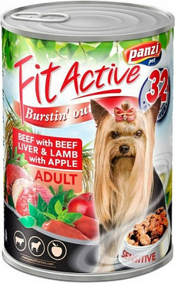 Консерва для собак для всех пород FitActive мясо печень говядина и ягненок 415 г
