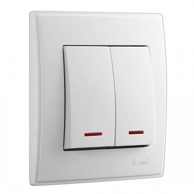 Вимикач двоклавішний Lezard Lesya з підсвіткою 10 А 250В білий 705-0202-112
