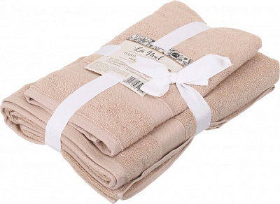Набір рушників махрових Tara з бордюром 2 шт 50x90 см бежевий La Nuit