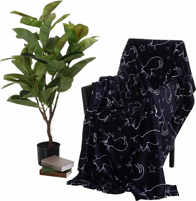 Плед Frannel Black cats 160x200 см черный с рисунком La Nuit 