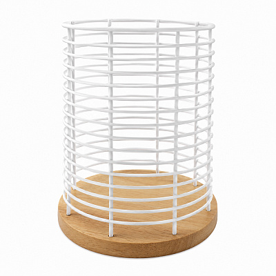 Держатель для столовых приборов Arino Bamboo 13,5х13,5х17 см белый 73828