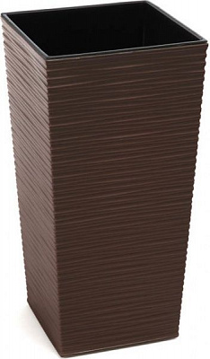 Горшок пластиковый Lamela Финезия 250 с вкладом долото-мокко квадратный 11,3л мокко 