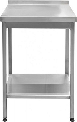 Стол производственный с полкой и бортом Tehma 600x600x850 мм нержавеющая сталь