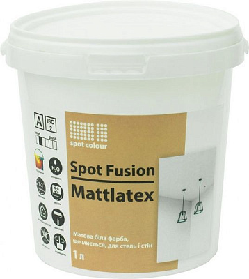 Фарба акрилатна водоемульсійна Spot Colour Fusion Mattlatex глибокий мат білий 1л