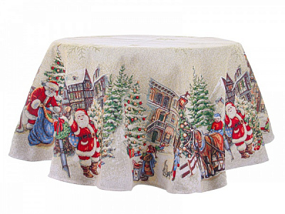 Скатертина Village Lefard d140 кремовий із малюнком Home Textile