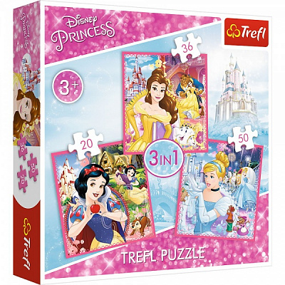 Пазл Trefl 3 в 1 (20,36,50) Disney Принцессы 3+ 34833