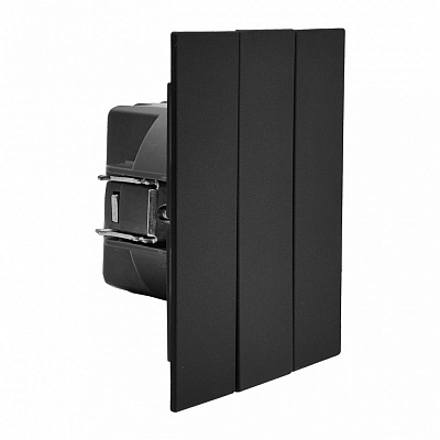 Вимикач триклавішний HausMark INO без підсвітки чорний LS-3G-GP-Black