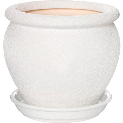 Горщик керамічний Оріана-Запоріжкераміка В'єтнам №4 шовк круглий 1,5л білий (011-4-046)