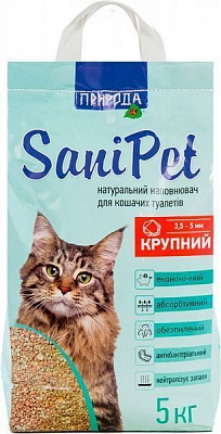 Наполнитель Природа бентонитовый SANI PET крупный 5кг PR240779