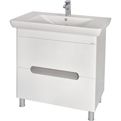 Тумба напольная Aqua Rodos Бостон 65 белая с умывальником Porto 65