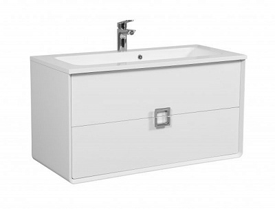 Тумба підвісна EGO Aurika біла з умивальником Life 100 см