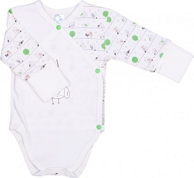 Боди детское унисекс Baby Veres Funy sparrows косая застежка р.56 молочный 