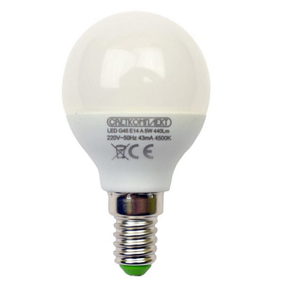 Лампа світлодіодна Светкомплект 5 Вт G45 матова E14 220 В 4500 К