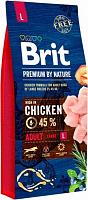 Корм Brit Premium Эдалт L для взрослых собак крупных пород, с курицей, 3 кг,