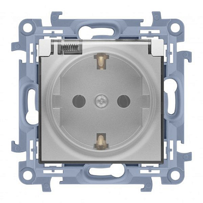 Розетка с заземлением Simon 10 без шторок серебристый CGSZ1B.01/43A