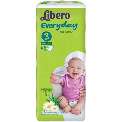 Подгузники Libero Everyday Natural Midi 4-9 кг 46 шт.