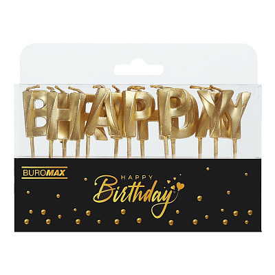 Набір свічок Happy birthday золотий 13 шт.