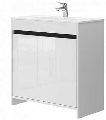 Тумба напольная ЮВЕНТА Lemgo – 80 белая с умывальником 