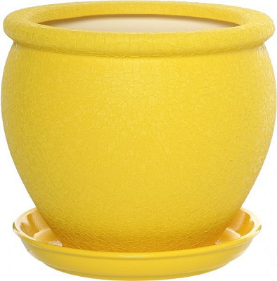 Горшок керамический Ориана-Запорожкерамика Вьетнам №3 шелк круглый 5л желтый (011-3-119) 