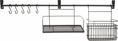 Рейлинг кухонный UP! (Underprice) 750x40x60 мм с 2 полочками черный