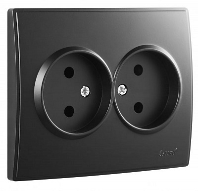 Розетка подвійна без заземлення Lezard Lesya без шторок антрацит 705-4242-128B