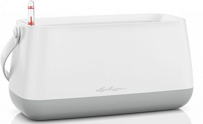 Кашпо Lechuza Yula квадратный белый/серый (13861) 