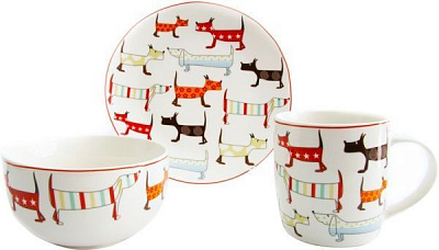 Набор детской посуды Party Dogs 3 предмета (A0690-KS-05) Astera