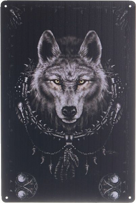 Табличка жестяная печатная Wolf 30x20 см темно-серый 