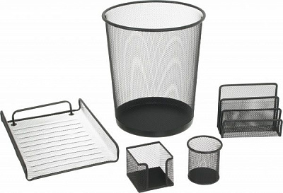 Набір настільний підставок для канцелярії, сітчатий чорний