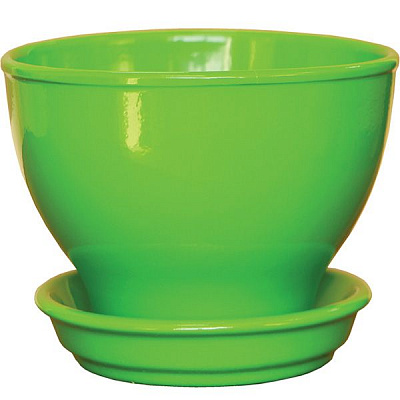 Горщик квітковий Оріана-Запоріжкераміка Бонсайниця 1 л глянцевий зелений