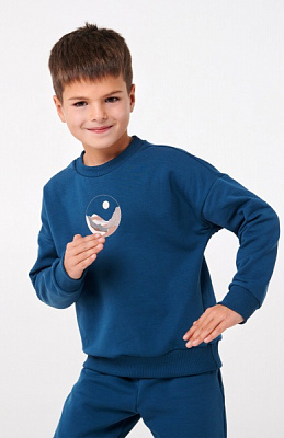 Толстовка для мальчика Smil р.140 синий/зеленый 116548 