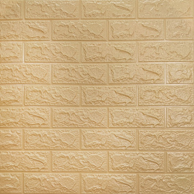 3D-панель с ПВХ самоклеющаяся кирпич бежевая 700х770х3 мм 
