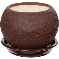 Горшок керамический Ориана-Запорожкерамика Шар шелк круглый 0,4л темный шоколад (037-3-098) 