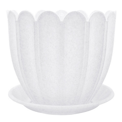 Горщик квітковий Алеана Марго з підставкою 14x12 см білий флок