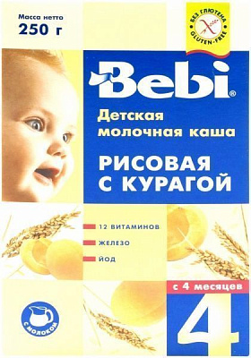 Каша молочная Bebi от 4 месяцев рисова з курагою 3838600076456 250 г 