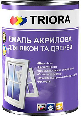 Емаль Triora акрилова для вікон та дверей білий напівглянець 2,5л