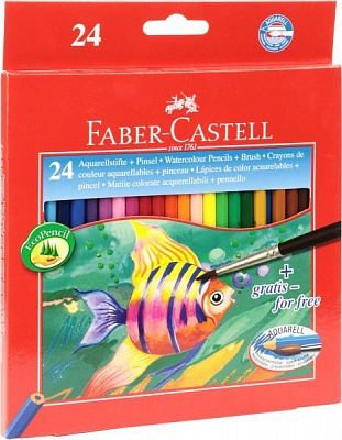 Карандаши цветные акварельные с кисточкой Faber-Castell 24 шт.