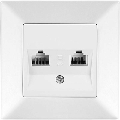 Розетка подвійна Viko Meridian RJ45 біла