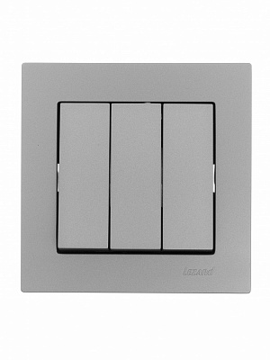 Вимикач триклавішний Lezard Vesna сірий 742-3588-109
