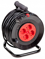 Удлинитель на катушке Леміра без заземления 4 гн. черный с красным 50 м У16-01 2х2,5