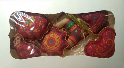 Набір підвісок Квіточка, шкарпетка, дзвіночок, рукавичка, зірочка, серце 6 шт. 15 см